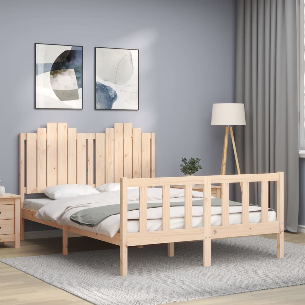 Bed Frame without Mattress Double Solid Wood Pine