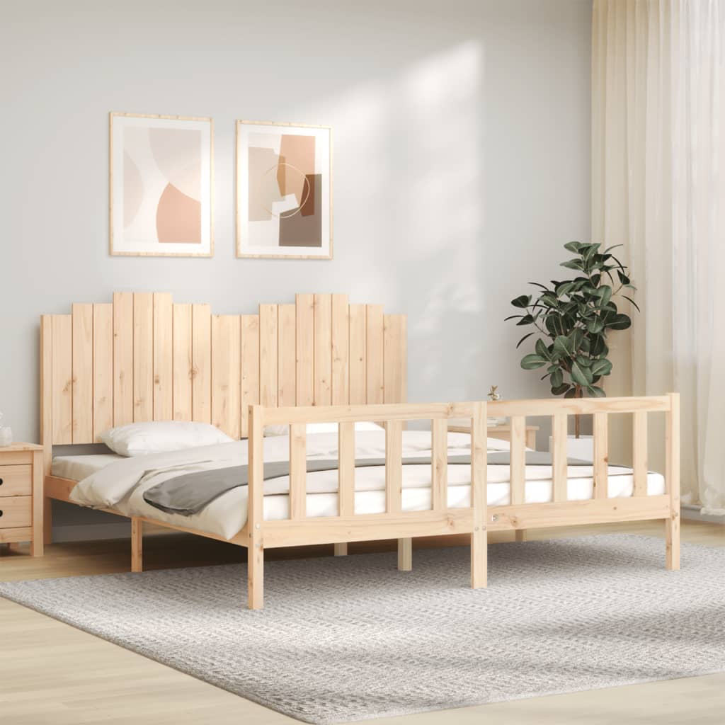 Bed Frame without Mattress Solid Wood Pine