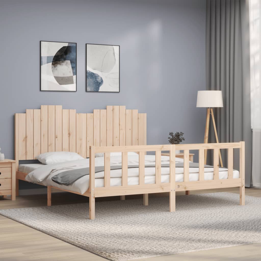 Bed Frame without Mattress Solid Wood Pine