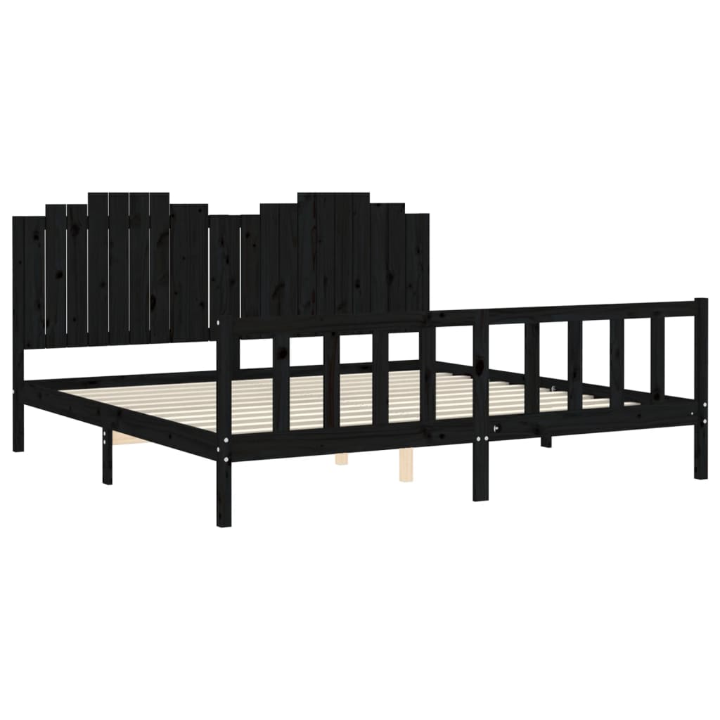 Bed Frame without Mattress Black 200x200 cm Solid Wood Pine