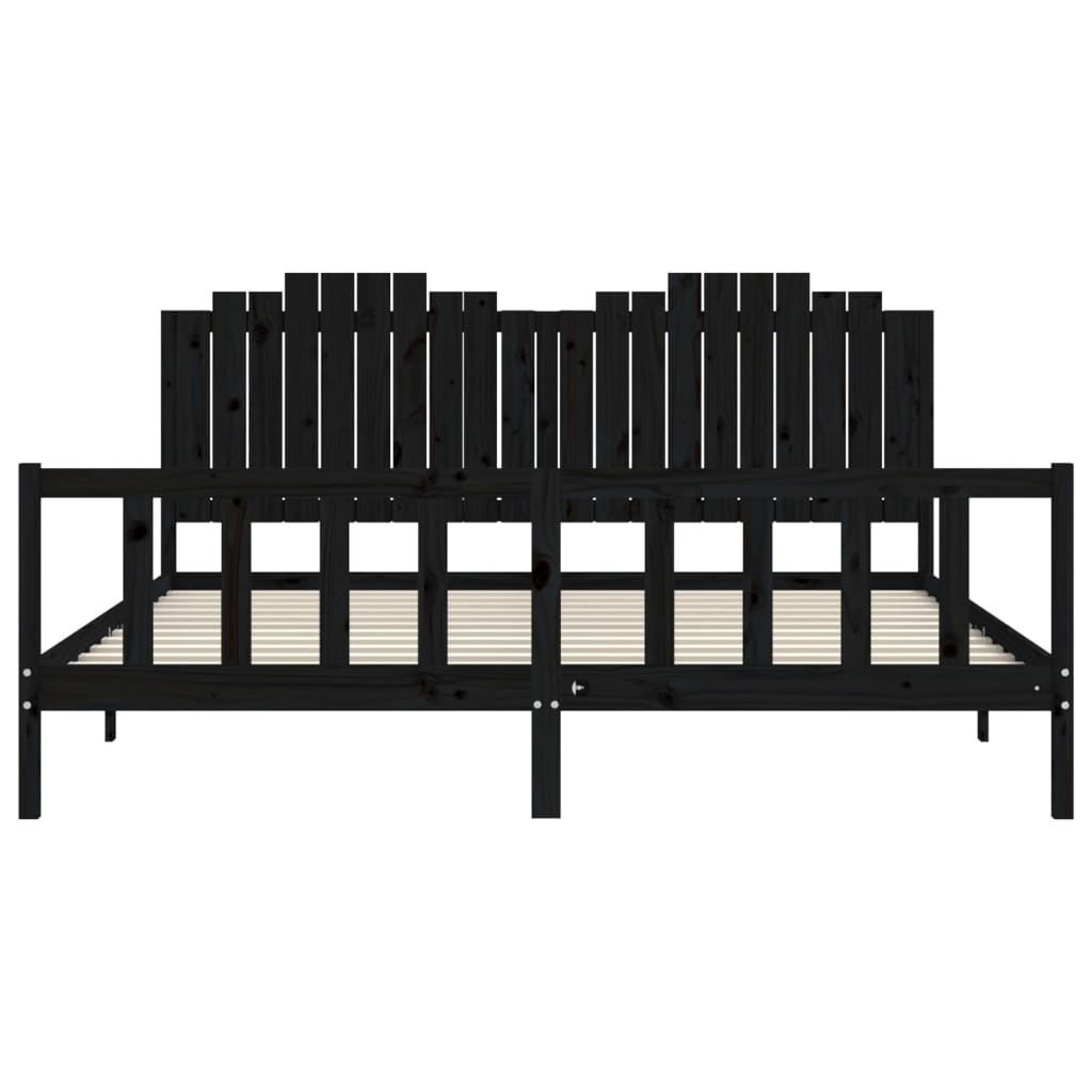 Bed Frame without Mattress Black 200x200 cm Solid Wood Pine