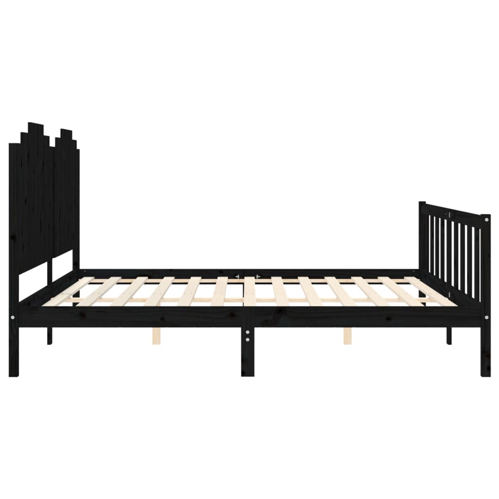 Bed Frame without Mattress Black 200x200 cm Solid Wood Pine