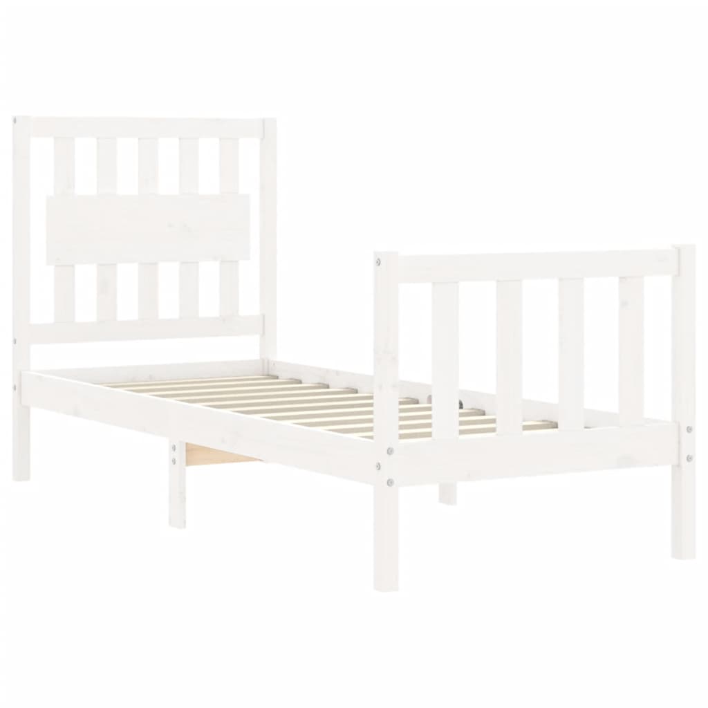 Bed Frame without Mattress White Small Single Solid Wood Pine