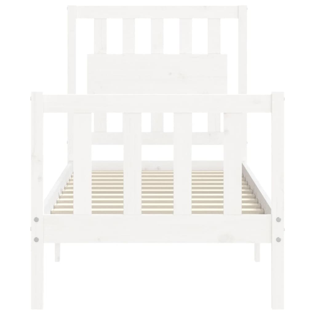 Bed Frame without Mattress White Small Single Solid Wood Pine