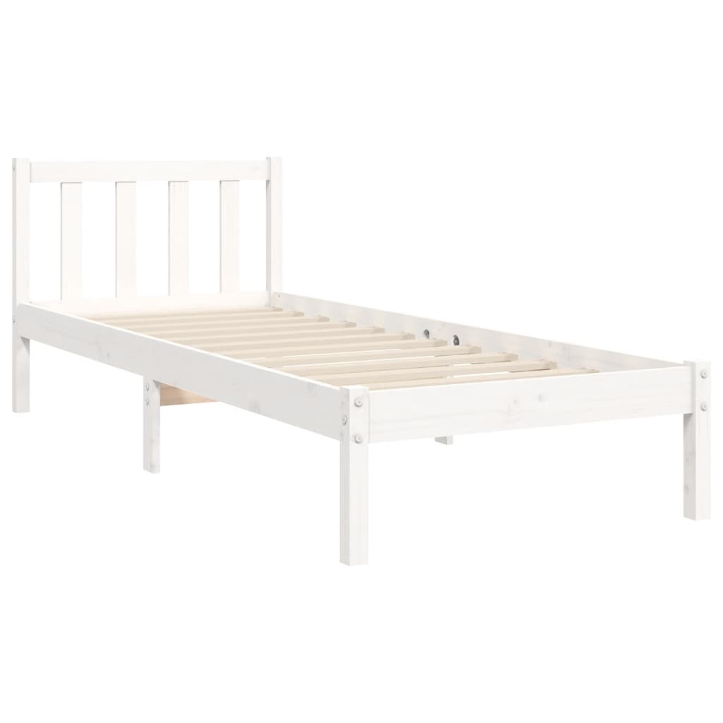 Bed Frame without Mattress White Small Single Solid Wood Pine