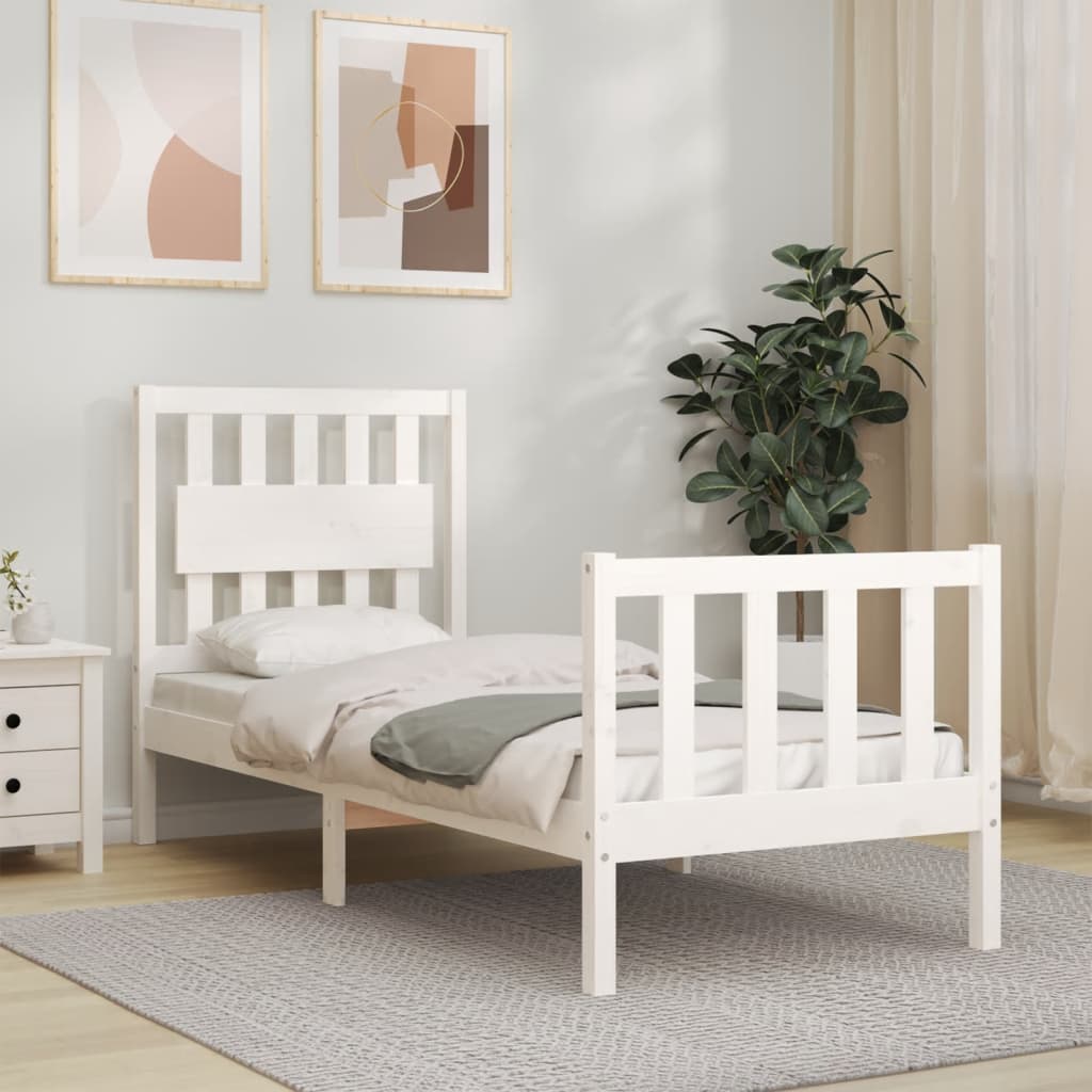 Bed Frame without Mattress White Small Single Solid Wood Pine