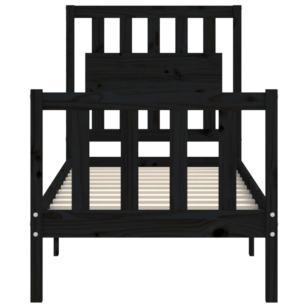 Bed Frame without Mattress Black Small Single Solid Wood Pine