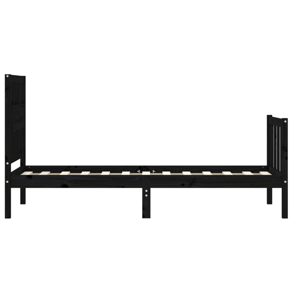 Bed Frame without Mattress Black Small Single Solid Wood Pine