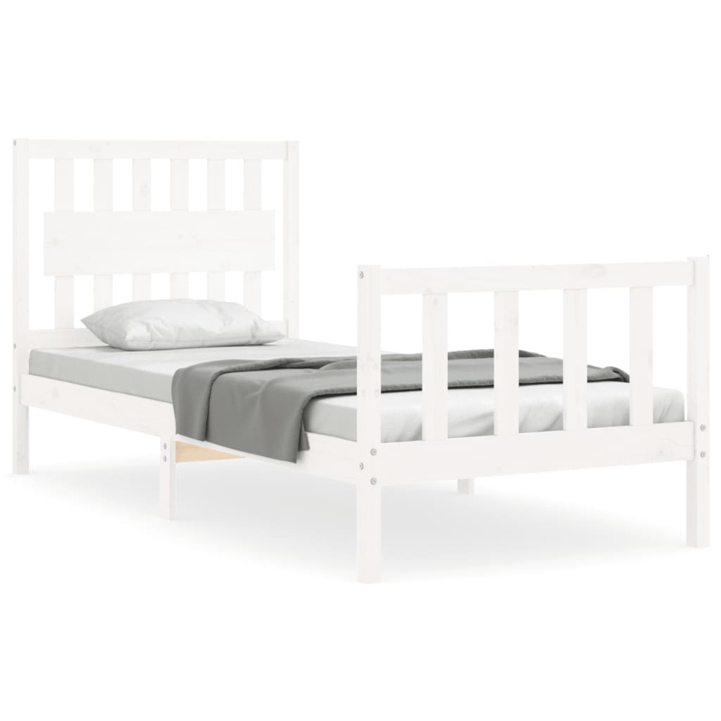 Bed Frame without Mattress White Single Solid Wood Pine