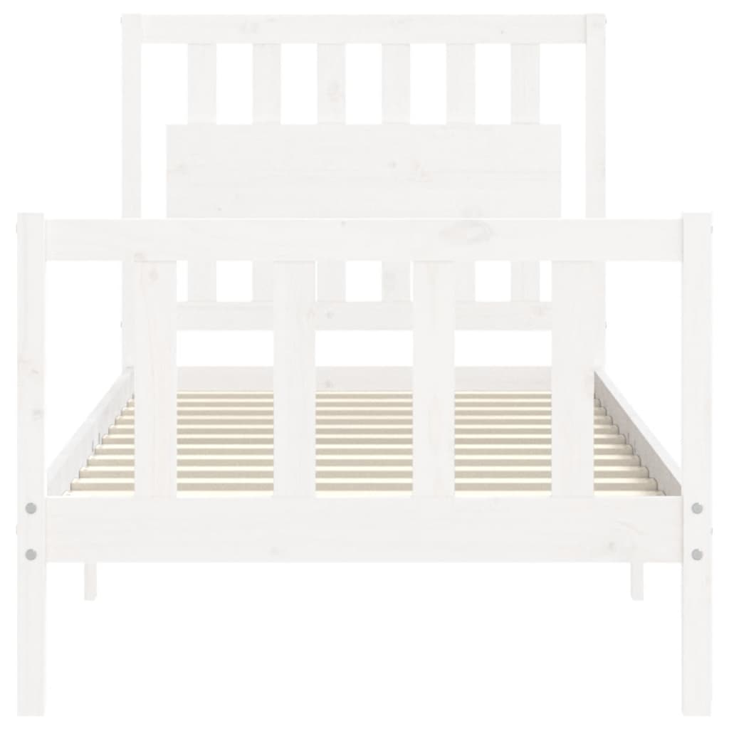 Bed Frame without Mattress White Single Solid Wood Pine
