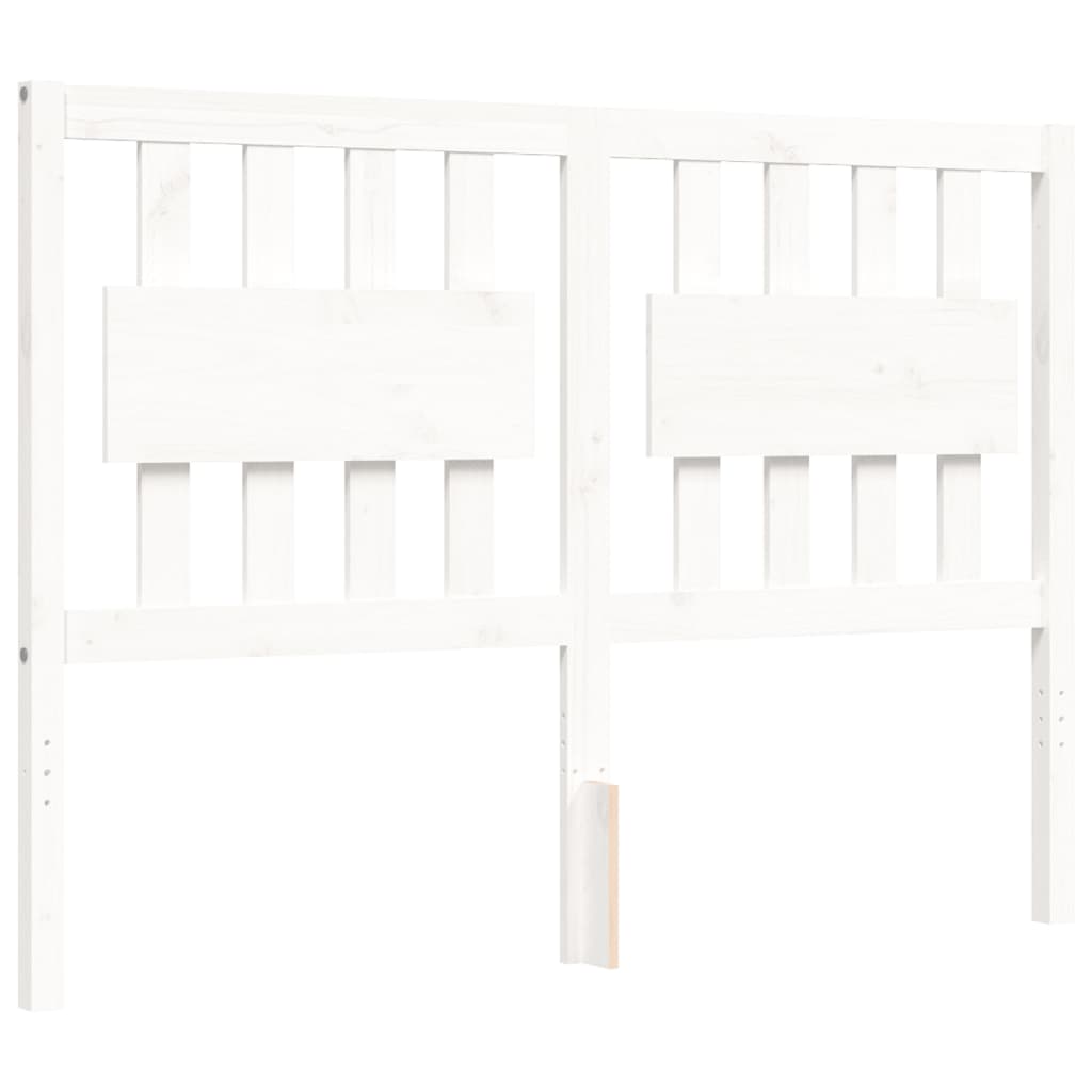 Bed Frame without Mattress White Small Double Solid Wood Pine