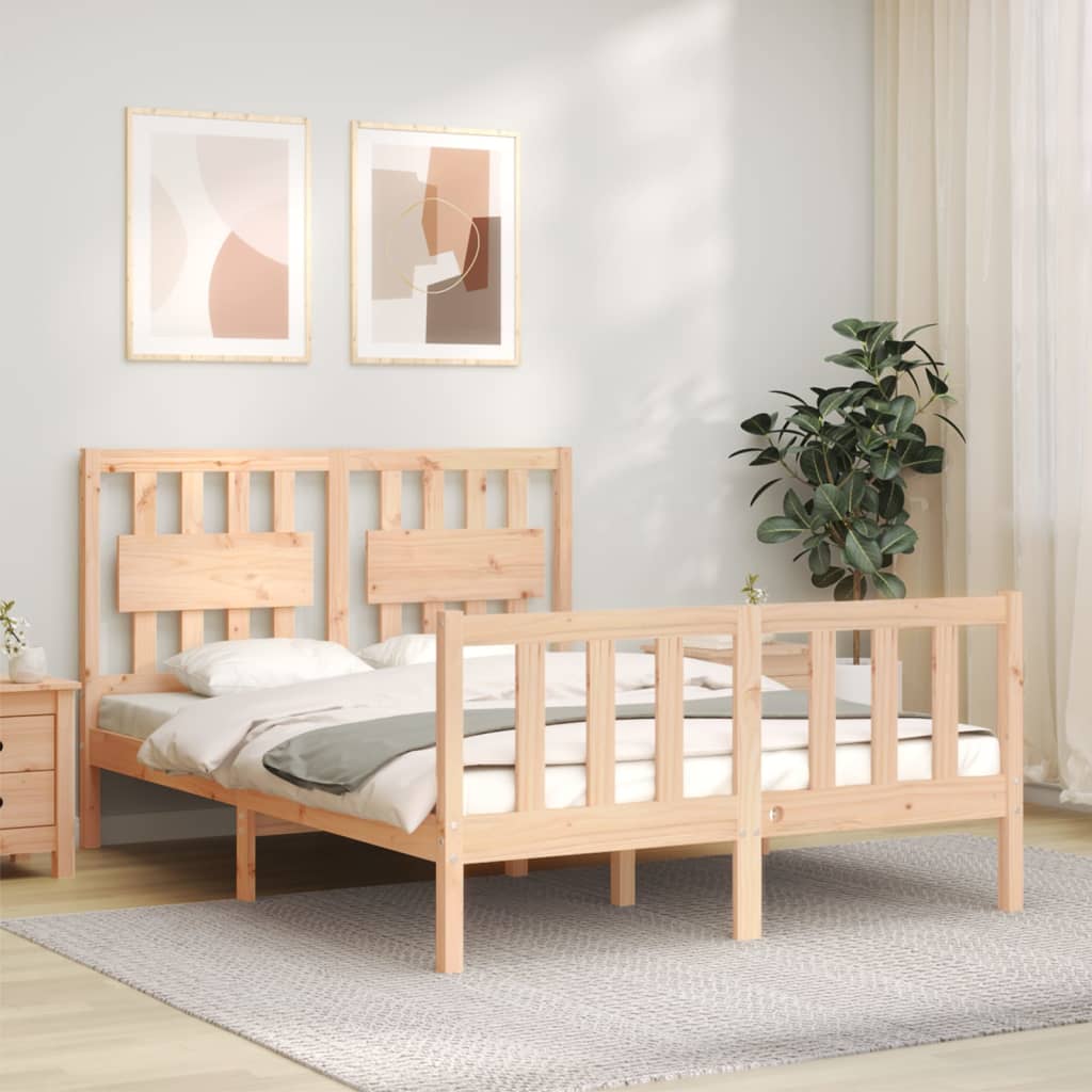 Bed Frame without Mattress Double Solid Wood Pine