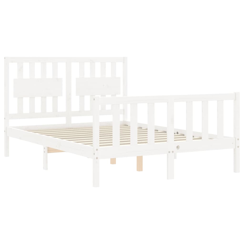 Bed Frame without Mattress White 140x190 cm Solid Wood Pine