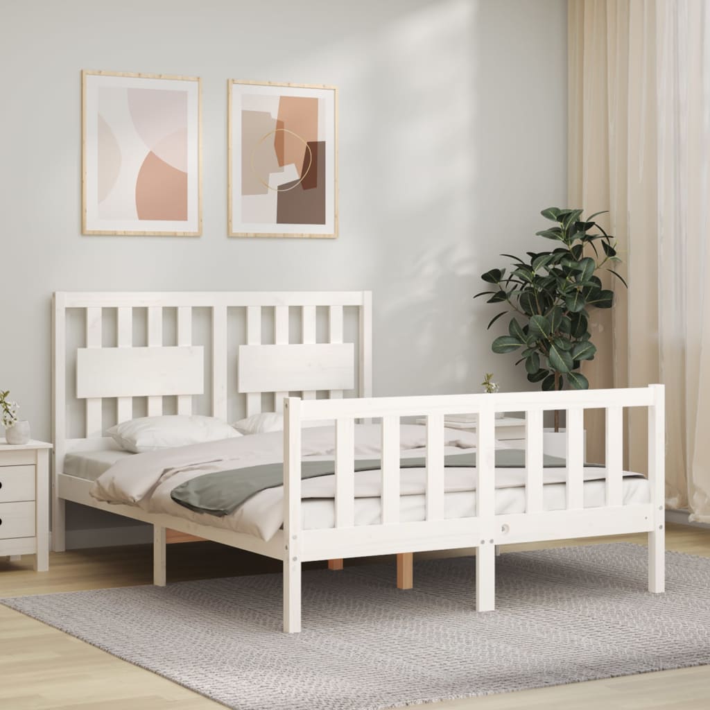 Bed Frame without Mattress White 140x190 cm Solid Wood Pine