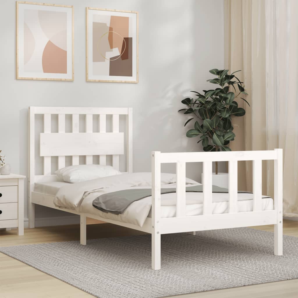 Bed Frame without Mattress White 90x200 cm Solid Wood Pine