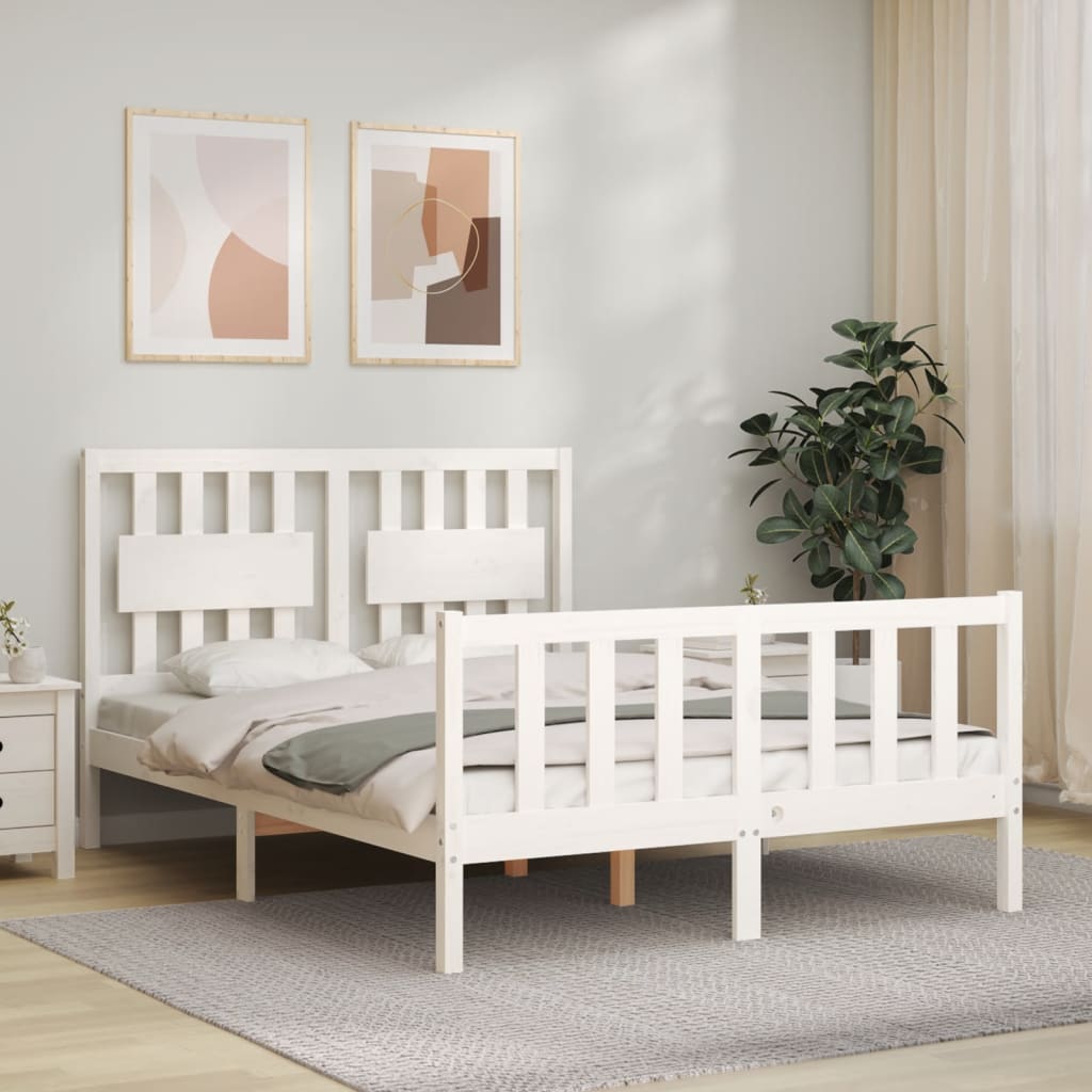 Bed Frame without Mattress White 140x200 cm Solid Wood Pine