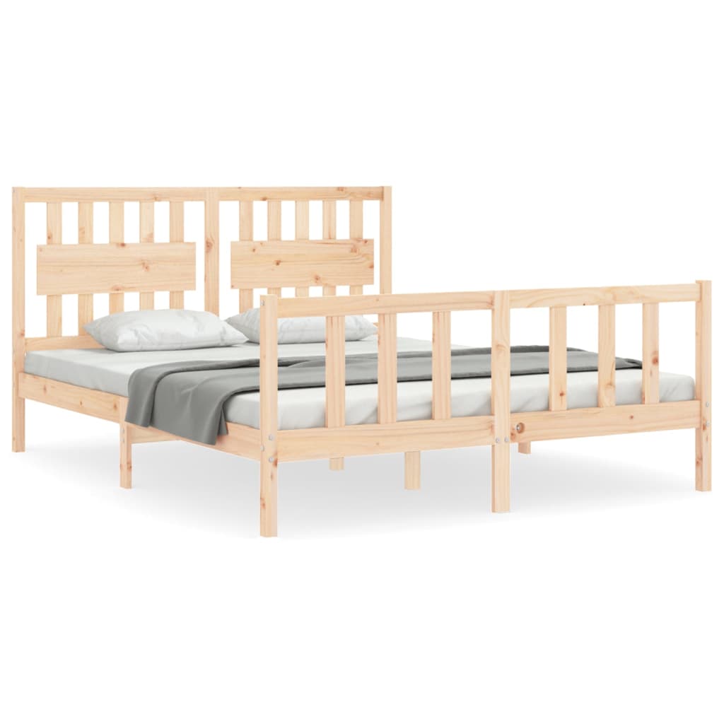 Bed Frame without Mattress King Size Solid Wood Pine