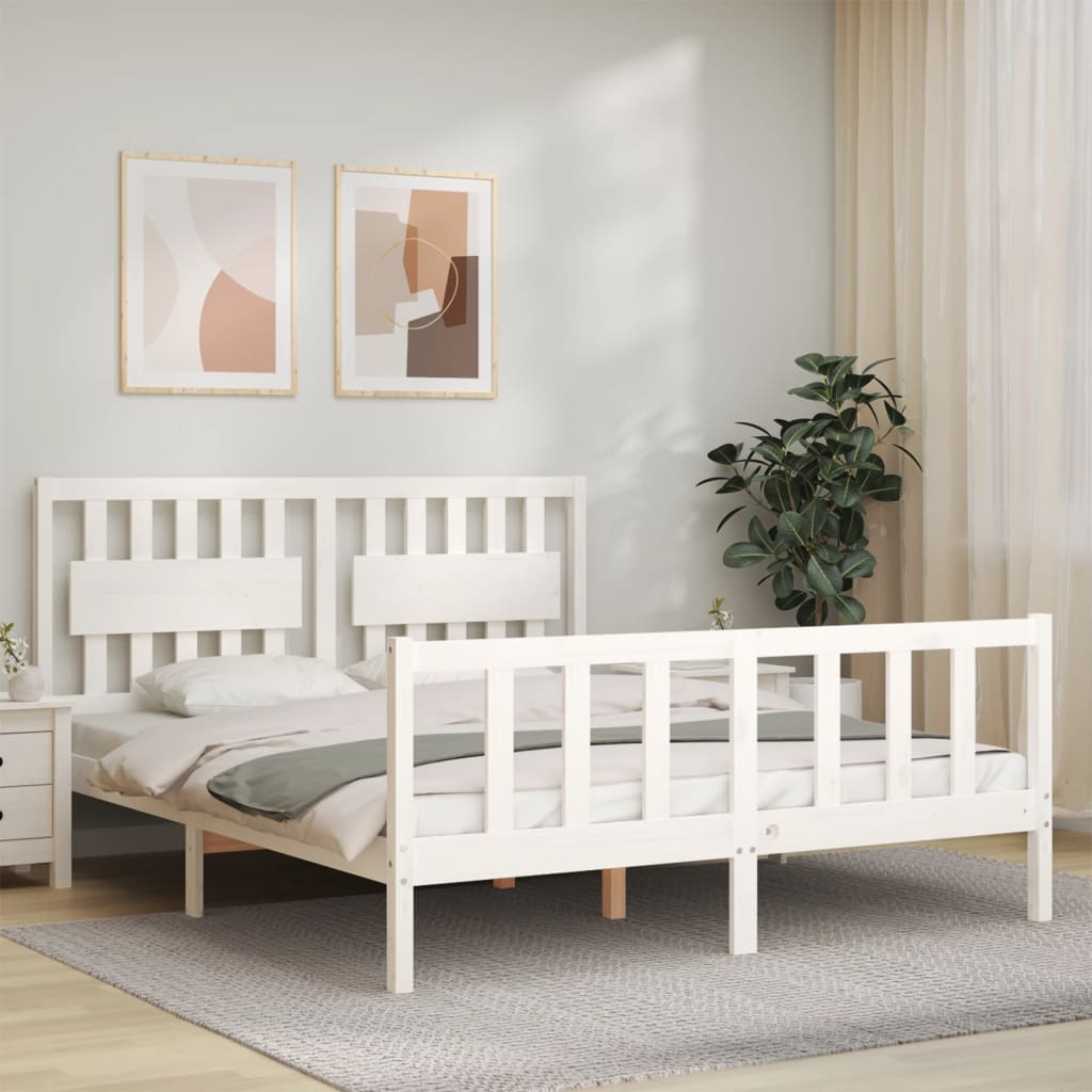 Bed Frame without Mattress White 160x200 cm Solid Wood Pine