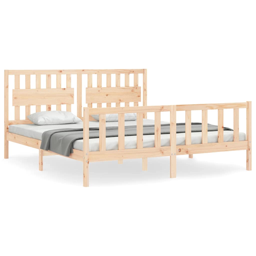 Bed Frame without Mattress Super King Size Solid Wood Pine