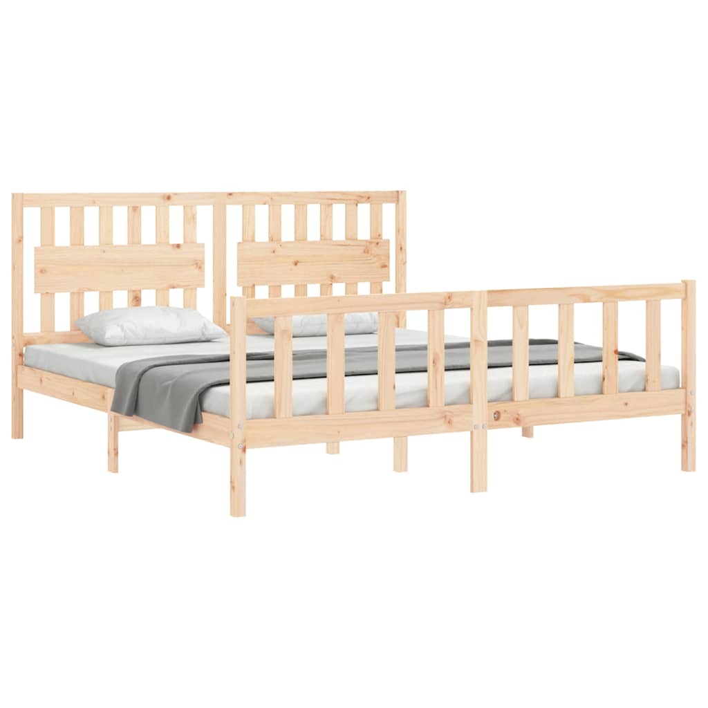 Bed Frame without Mattress Super King Size Solid Wood Pine
