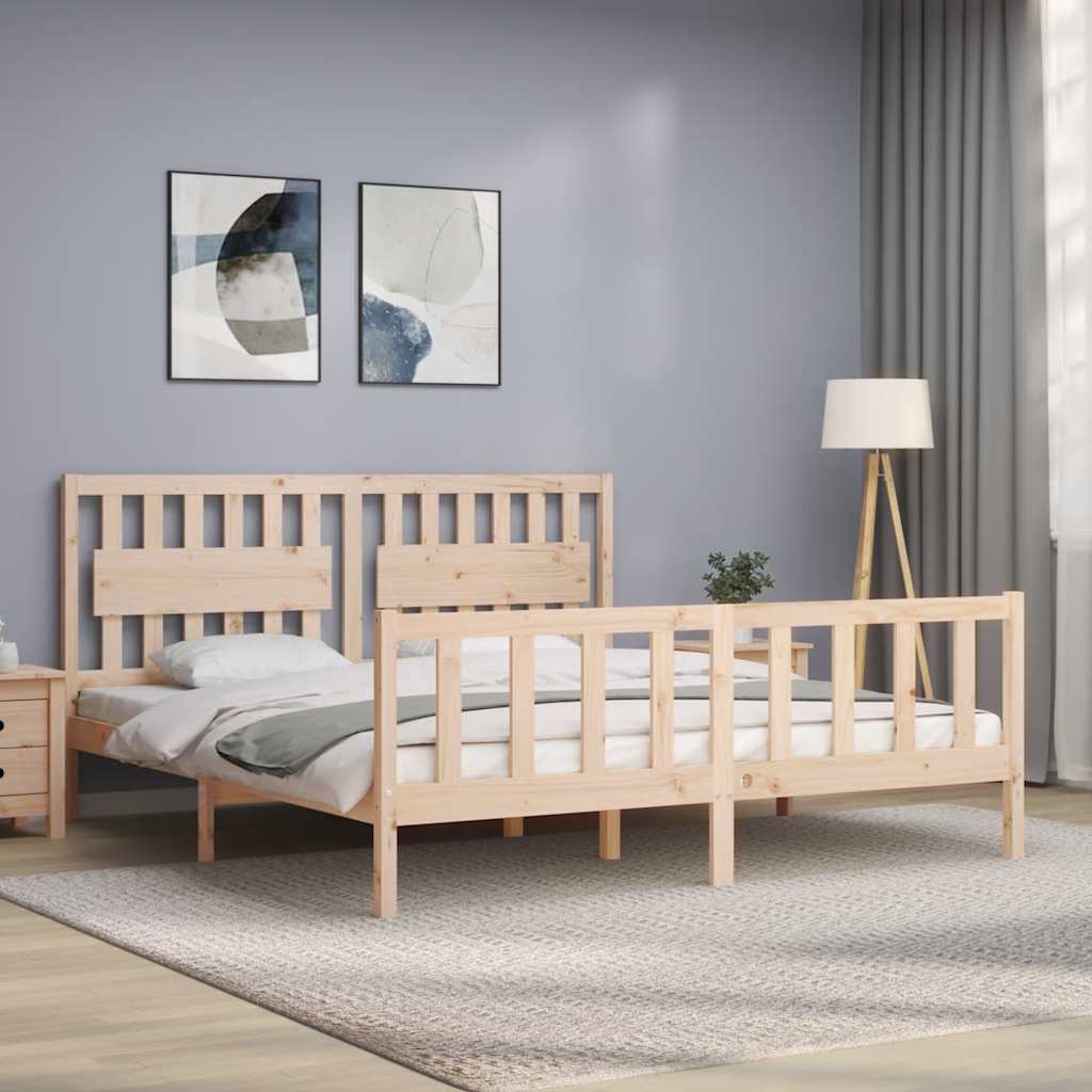 Bed Frame without Mattress Super King Size Solid Wood Pine