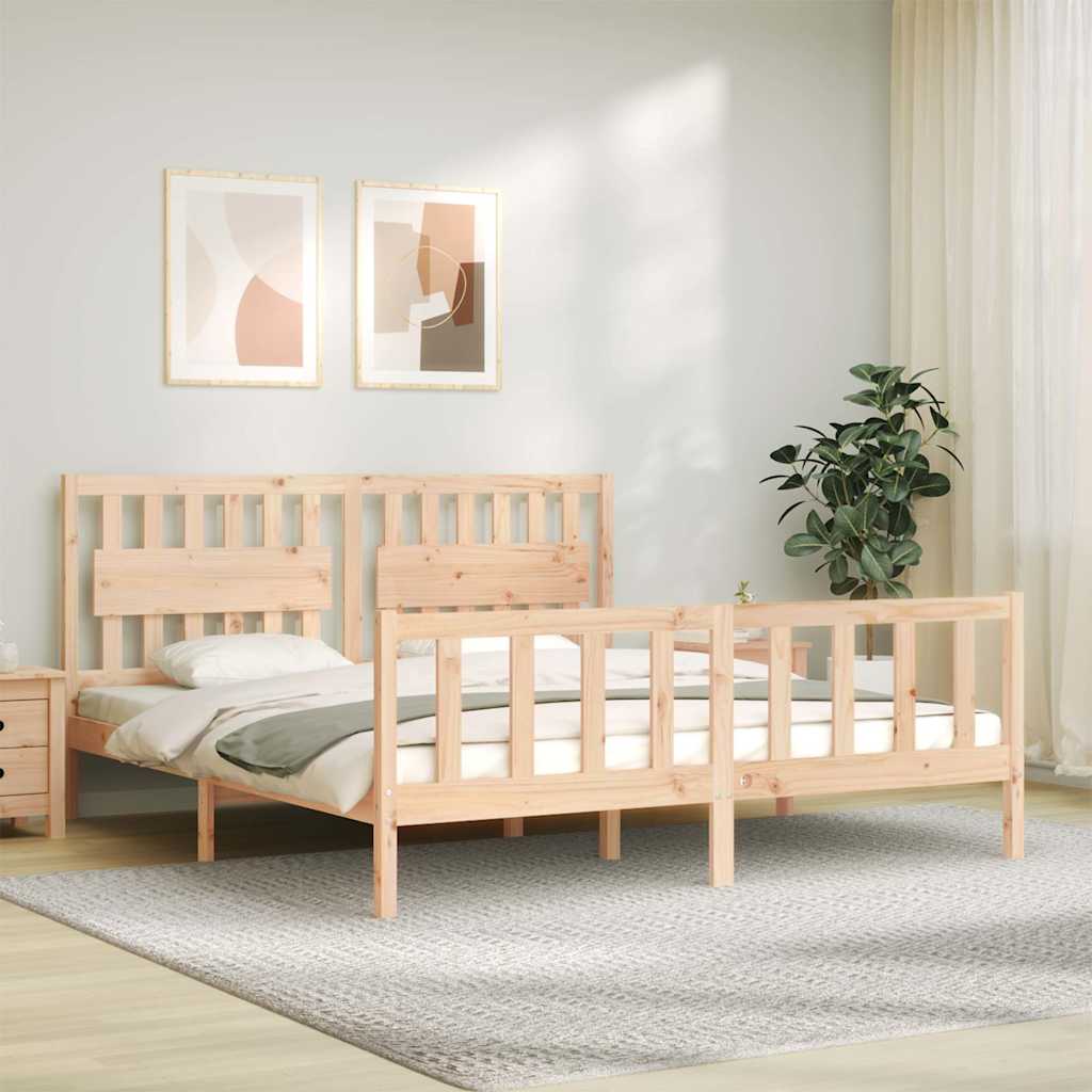 Bed Frame without Mattress Super King Size Solid Wood Pine