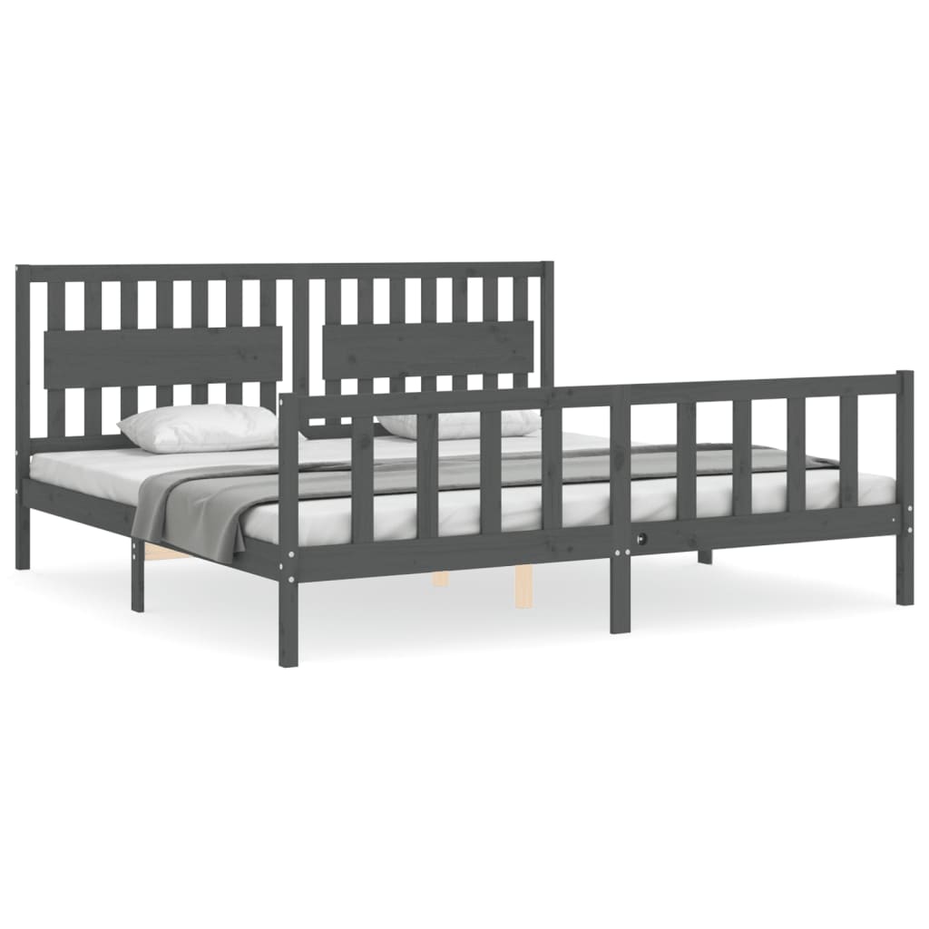 Bed Frame without Mattress Grey 200x200 cm Solid Wood Pine