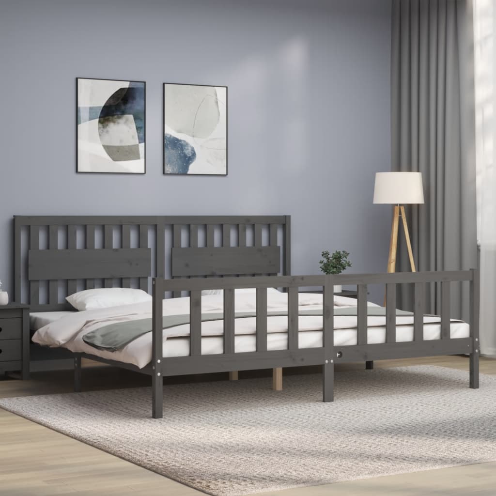 Bed Frame without Mattress Grey 200x200 cm Solid Wood Pine