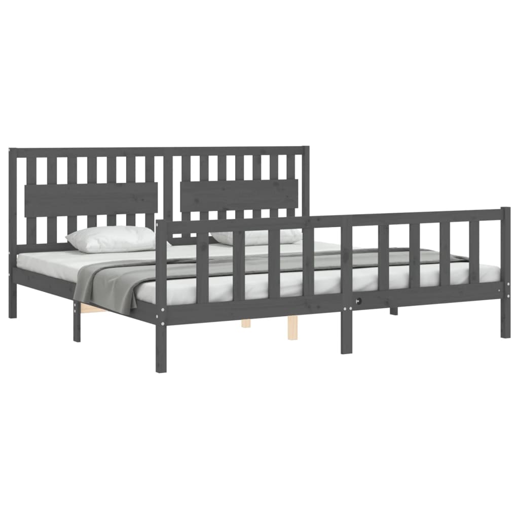 Bed Frame without Mattress Grey 200x200 cm Solid Wood Pine