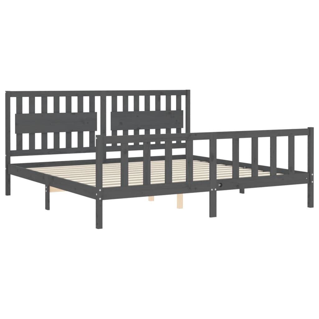 Bed Frame without Mattress Grey 200x200 cm Solid Wood Pine