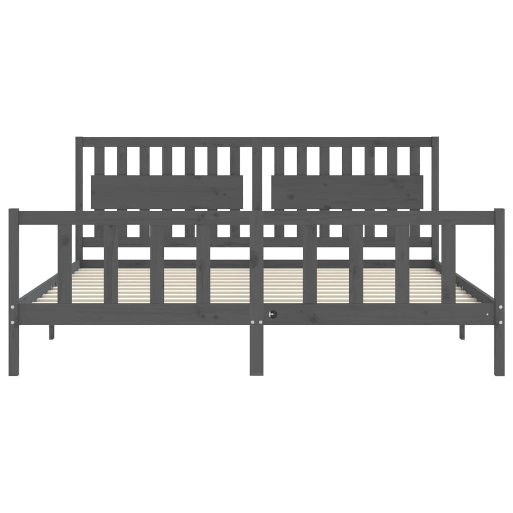 Bed Frame without Mattress Grey 200x200 cm Solid Wood Pine