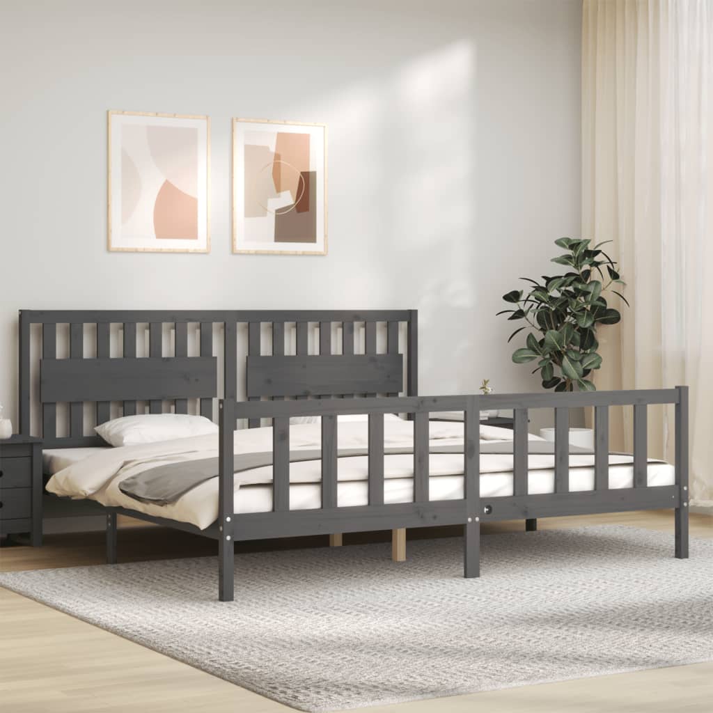 Bed Frame without Mattress Grey 200x200 cm Solid Wood Pine