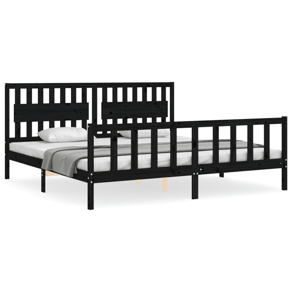 Bed Frame without Mattress Black 200x200 cm Solid Wood Pine