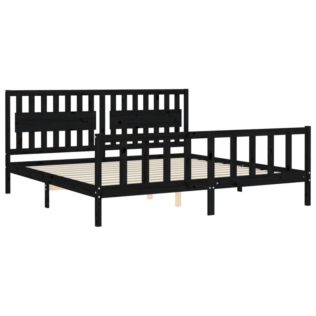Bed Frame without Mattress Black 200x200 cm Solid Wood Pine