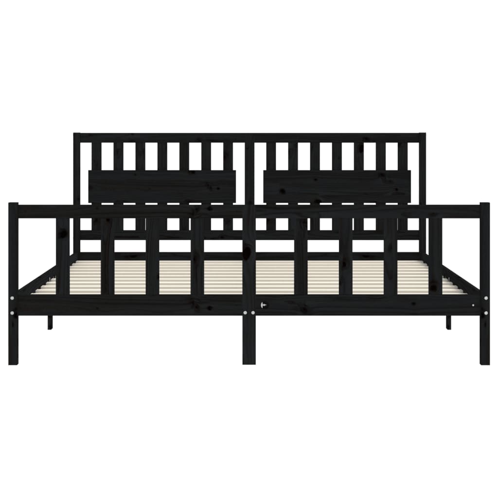 Bed Frame without Mattress Black 200x200 cm Solid Wood Pine