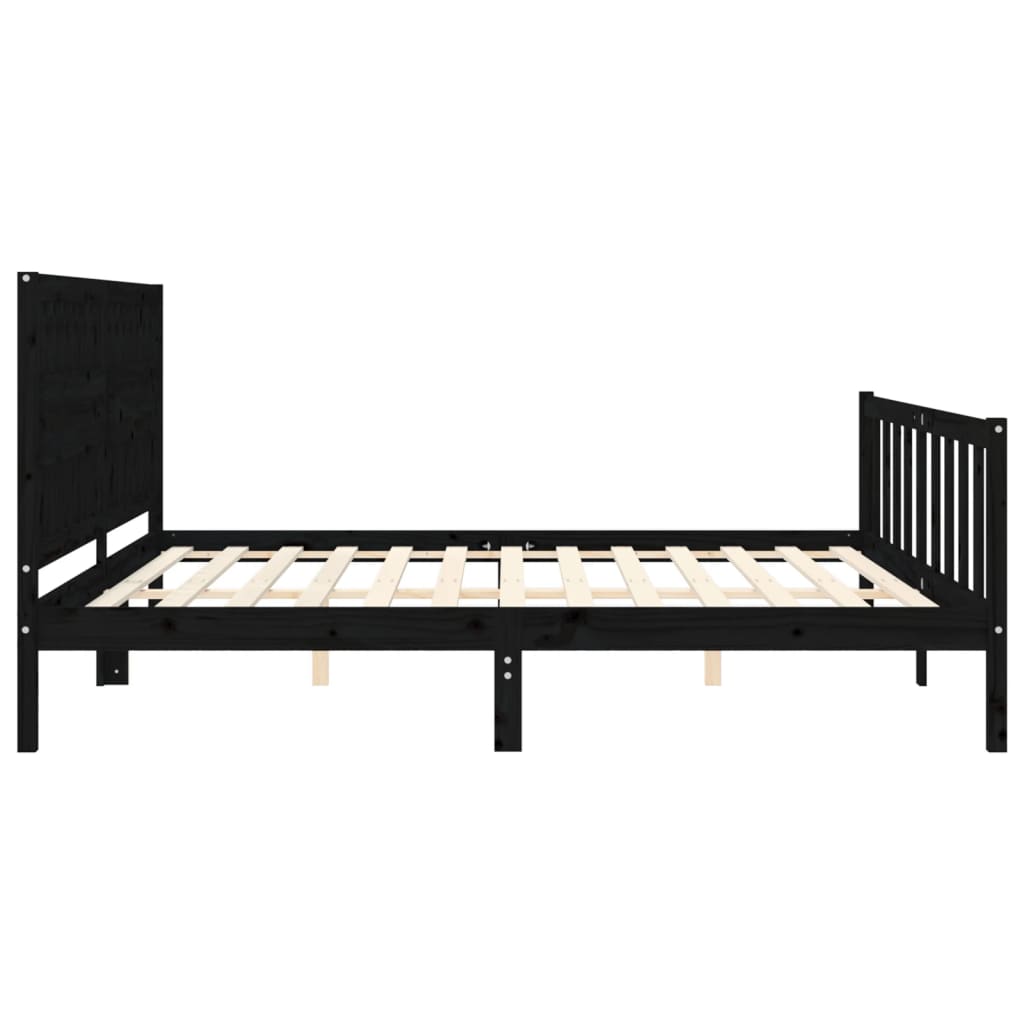 Bed Frame without Mattress Black 200x200 cm Solid Wood Pine