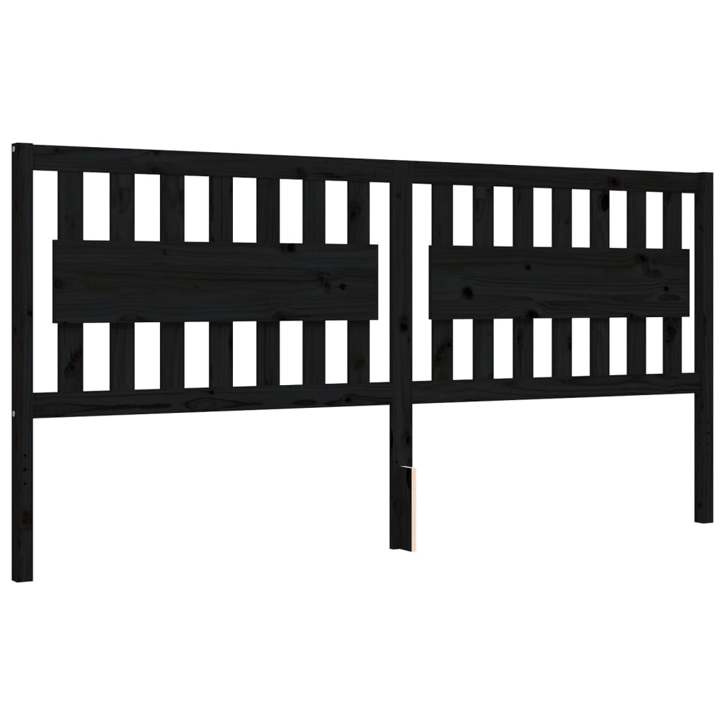 Bed Frame without Mattress Black 200x200 cm Solid Wood Pine