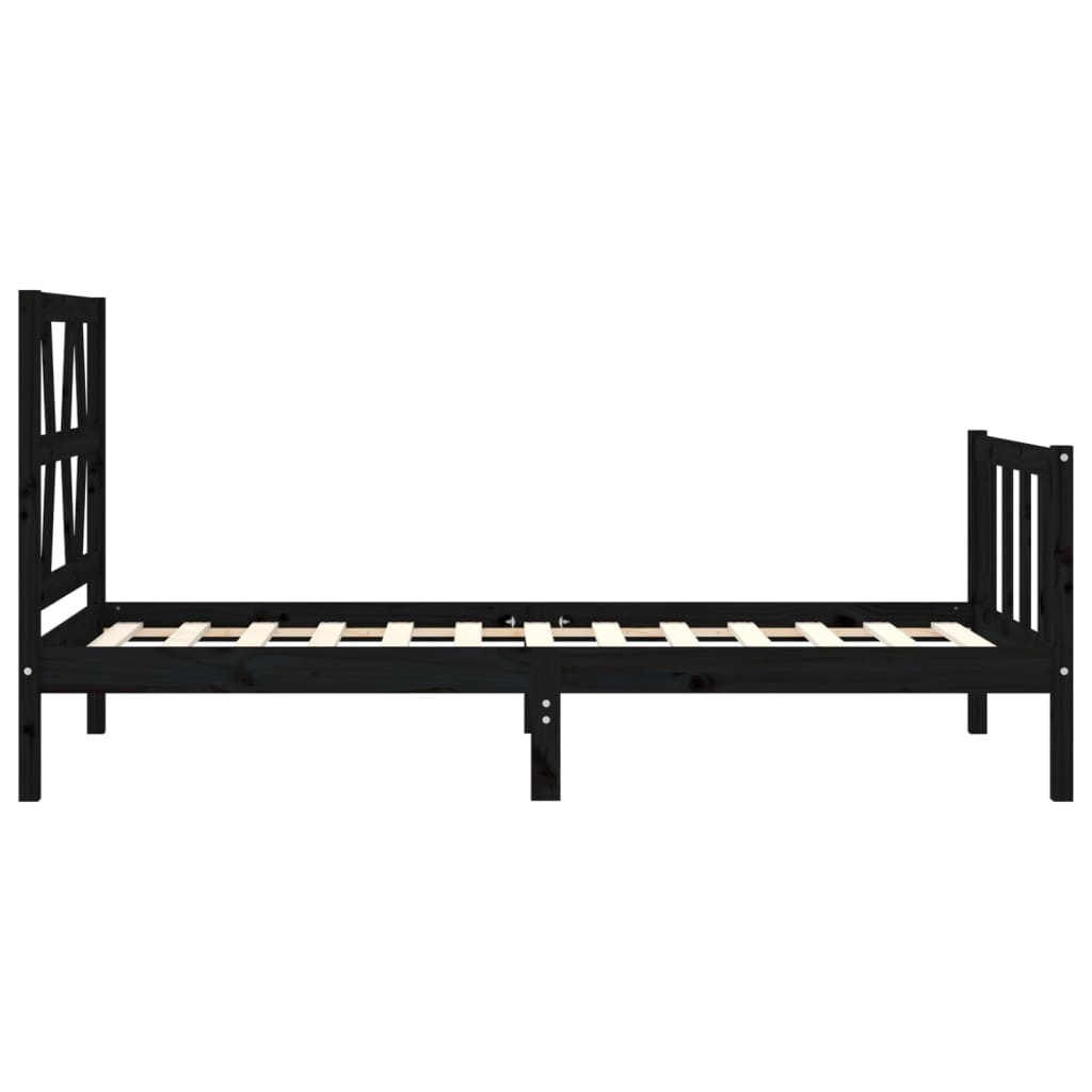 Bed Frame without Mattress Black Small Single Solid Wood Pine