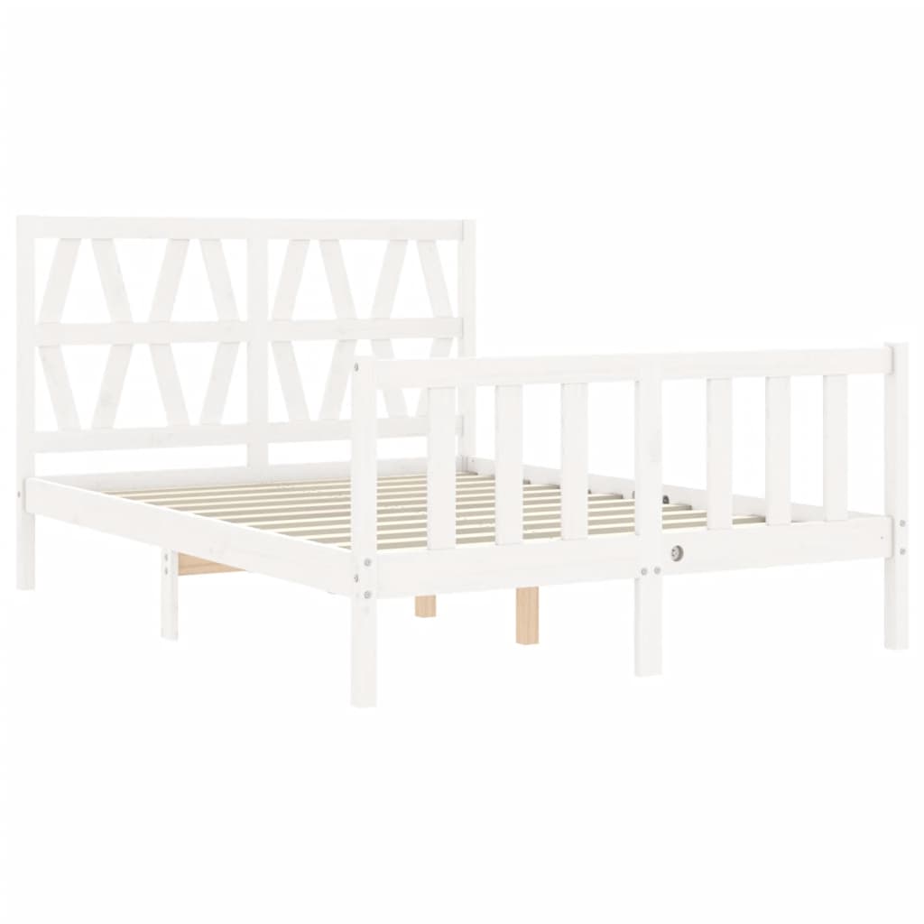 Bed Frame without Mattress White Small Double Solid Wood Pine