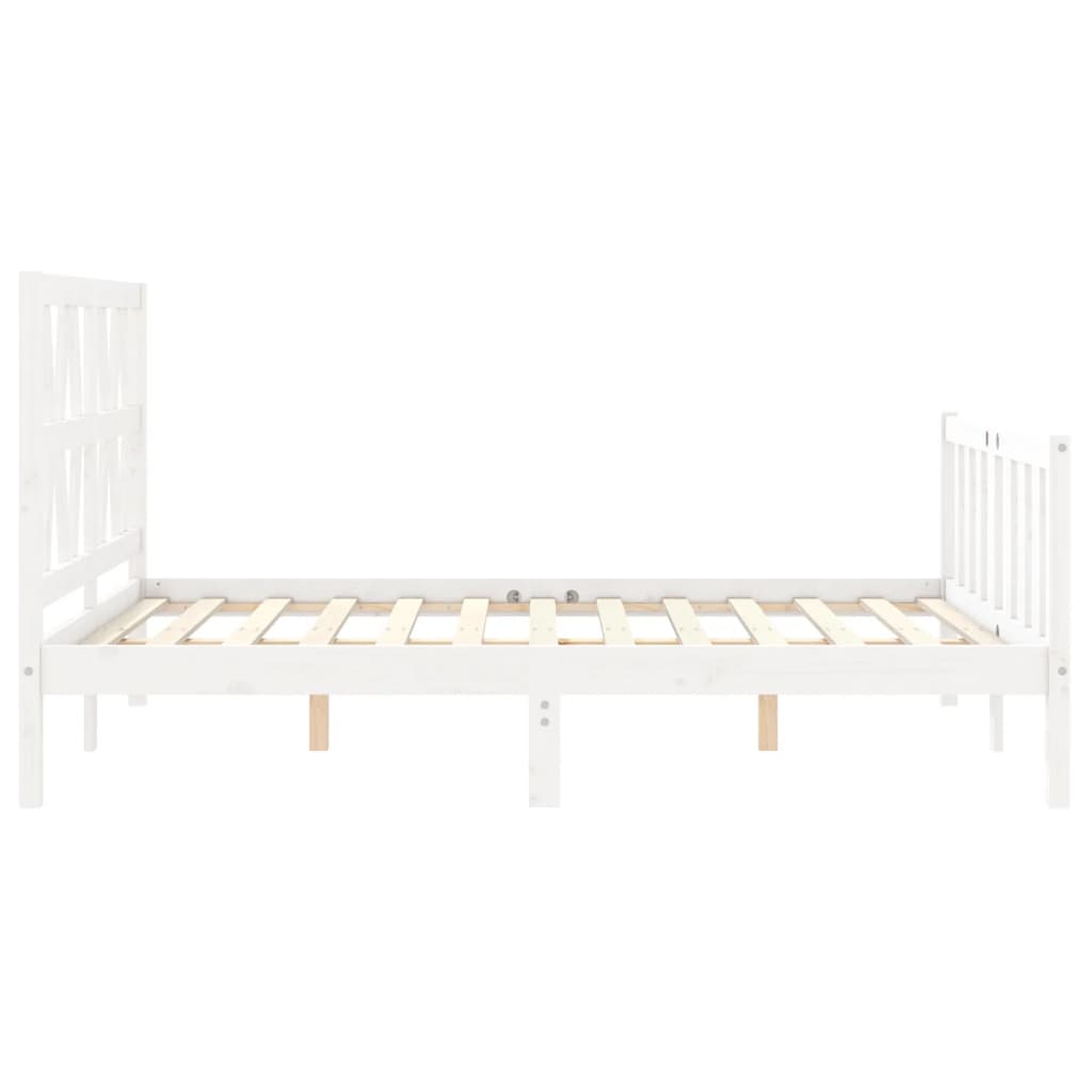 Bed Frame without Mattress White Small Double Solid Wood Pine