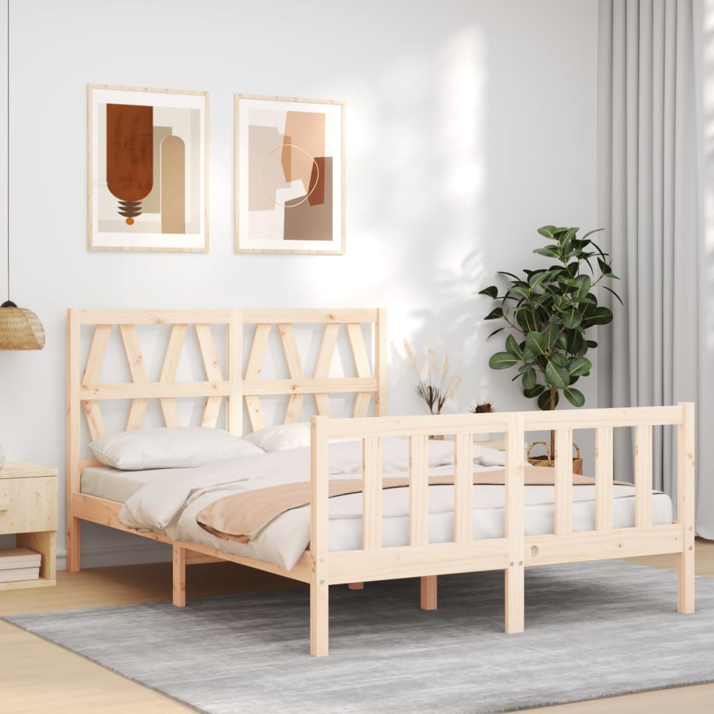 Bed Frame without Mattress 140x190 cm Solid Wood Pine