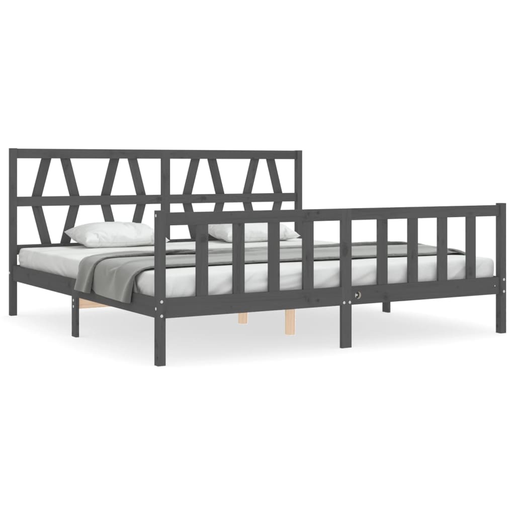 Bed Frame without Mattress Grey 200x200 cm Solid Wood Pine