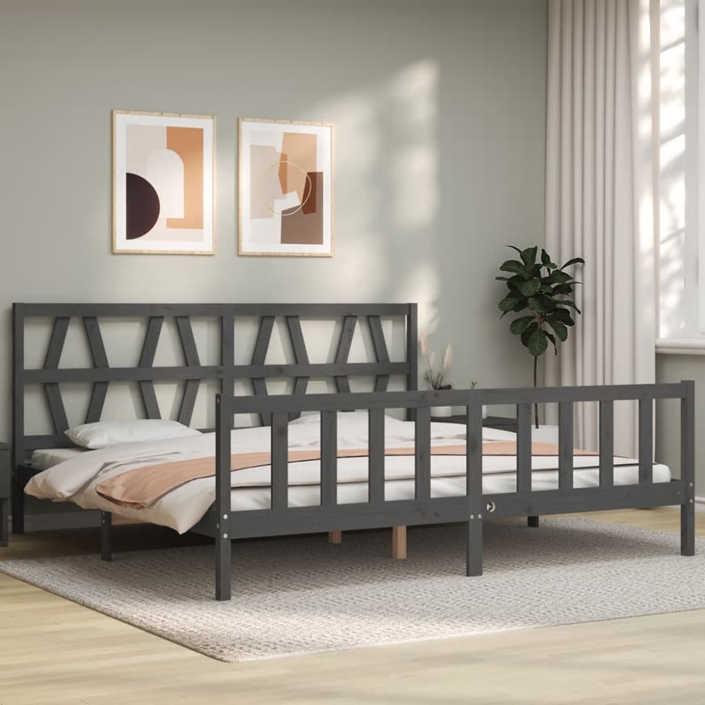 Bed Frame without Mattress Grey 200x200 cm Solid Wood Pine