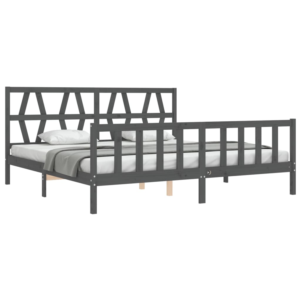 Bed Frame without Mattress Grey 200x200 cm Solid Wood Pine