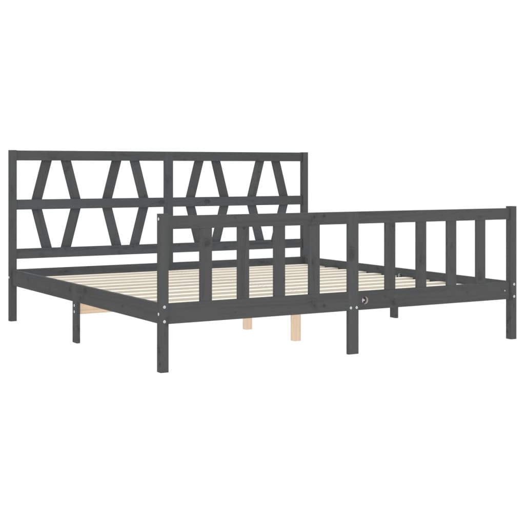 Bed Frame without Mattress Grey 200x200 cm Solid Wood Pine