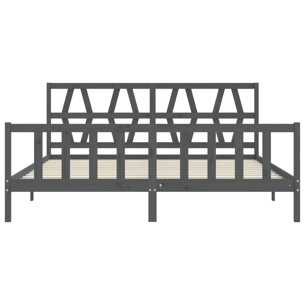Bed Frame without Mattress Grey 200x200 cm Solid Wood Pine