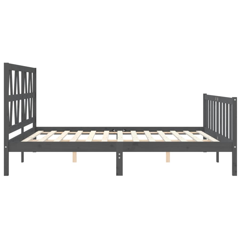 Bed Frame without Mattress Grey 200x200 cm Solid Wood Pine