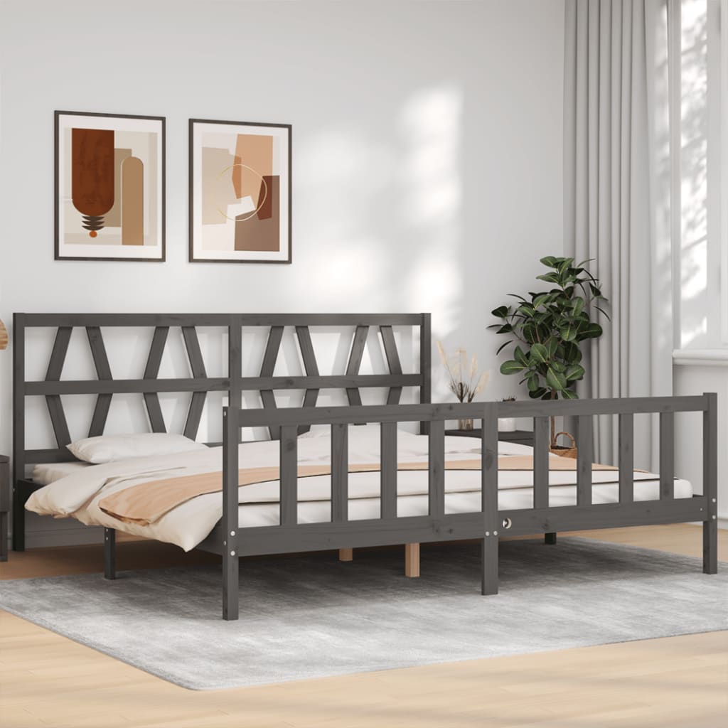 Bed Frame without Mattress Grey 200x200 cm Solid Wood Pine