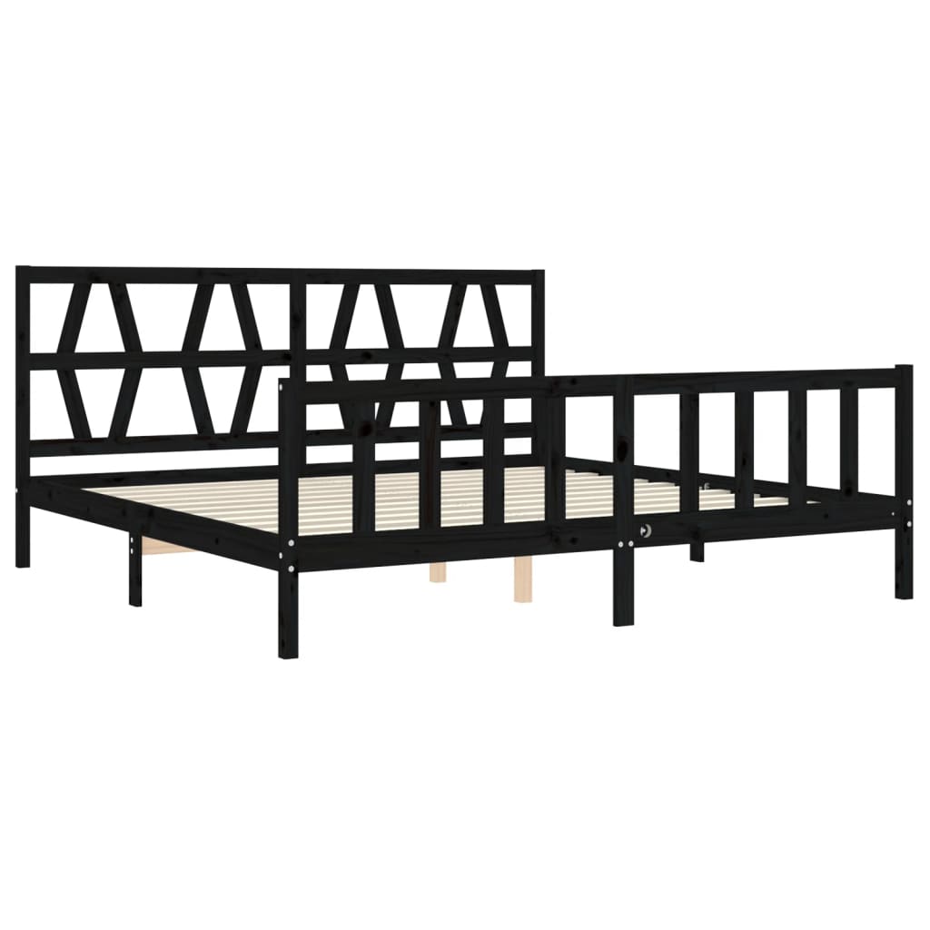 Bed Frame without Mattress Black 200x200 cm Solid Wood Pine