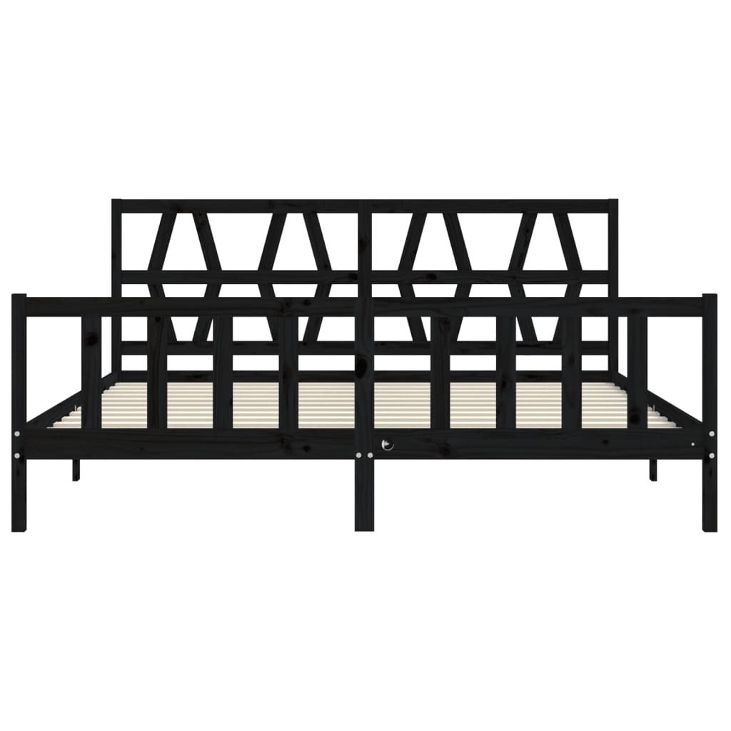 Bed Frame without Mattress Black 200x200 cm Solid Wood Pine